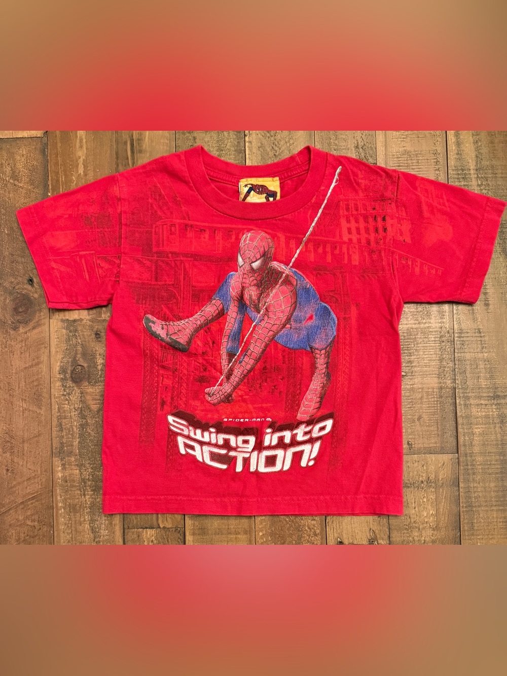 Spider-Man 2 “Swing Into Action!” Graphic TShirt Youth Small 2004 Movie Promo